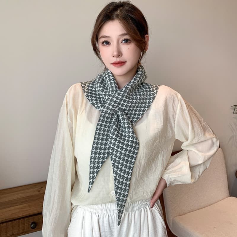 Outono inverno estilo grosso malha triângulo cachecol jovens All-Match Houndstooth cachecol inverno feminino estudante d