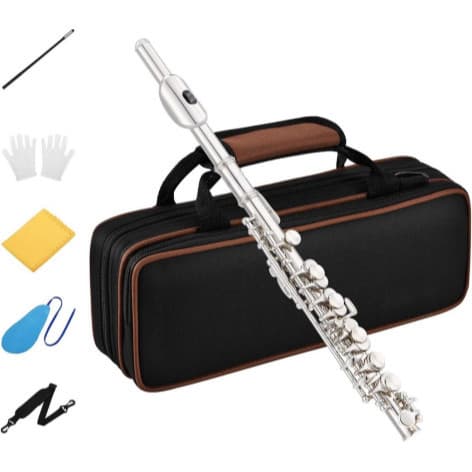 Conjunto de flauta doce VEDO prateada com revestimento de níquel em tom de Dó, ideal para iniciantes, crianças e estudan