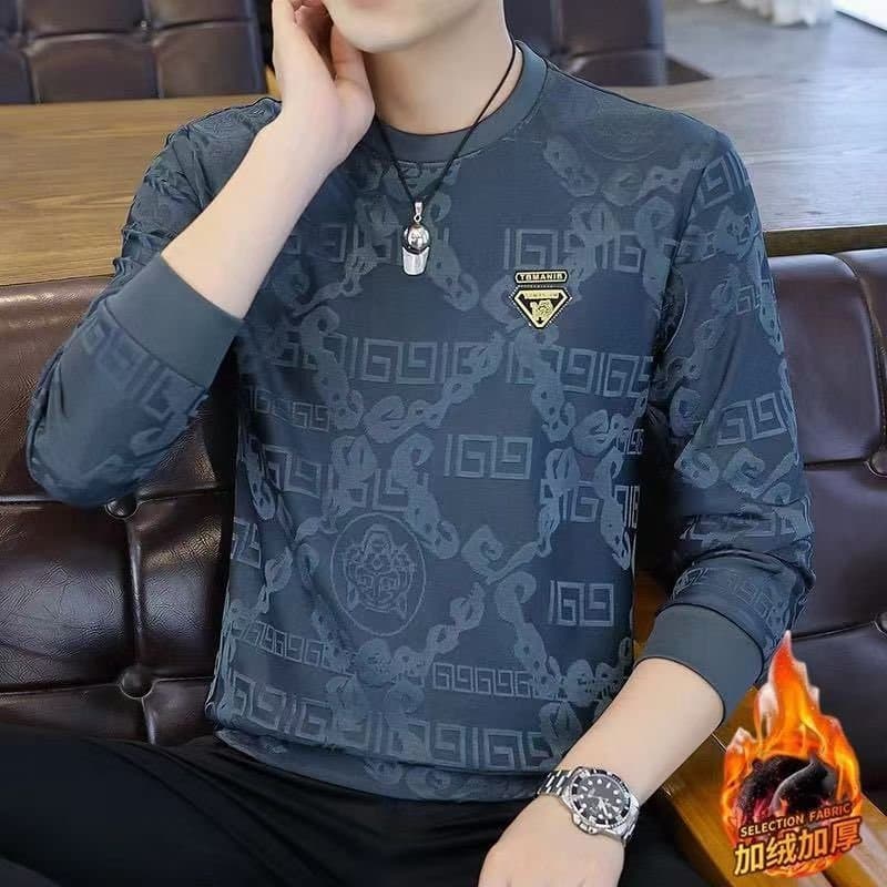Zhongshan moletom masculino outono inverno forro de lã em torno do pescoço moletom Street Wear manga comprida masculino