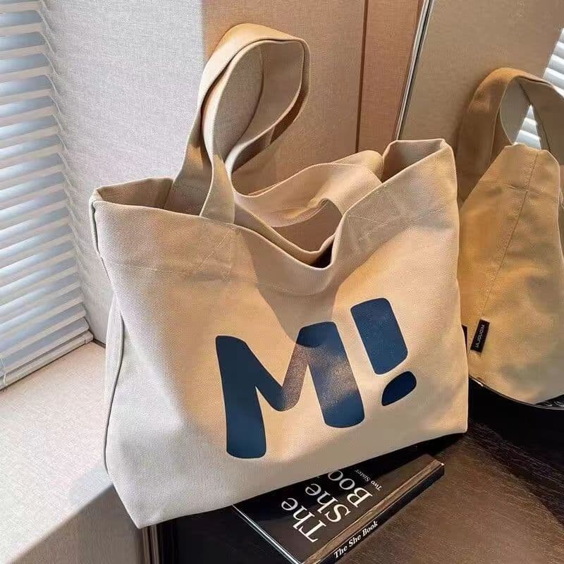 Bolsa de lona feminina grande capacidade forte supermercado saco de compras simples All-Match 2025 novo estilo de um omb