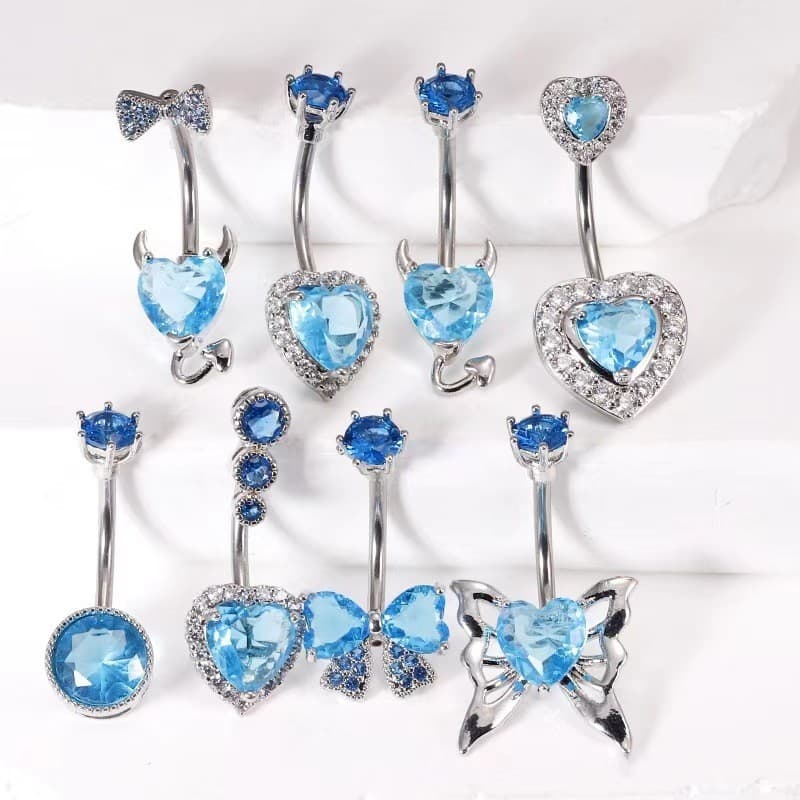 Amor umbigo prego azul diamante botão prego feminino caverna-levando zircão menina quente recomendado piercing jóias pie