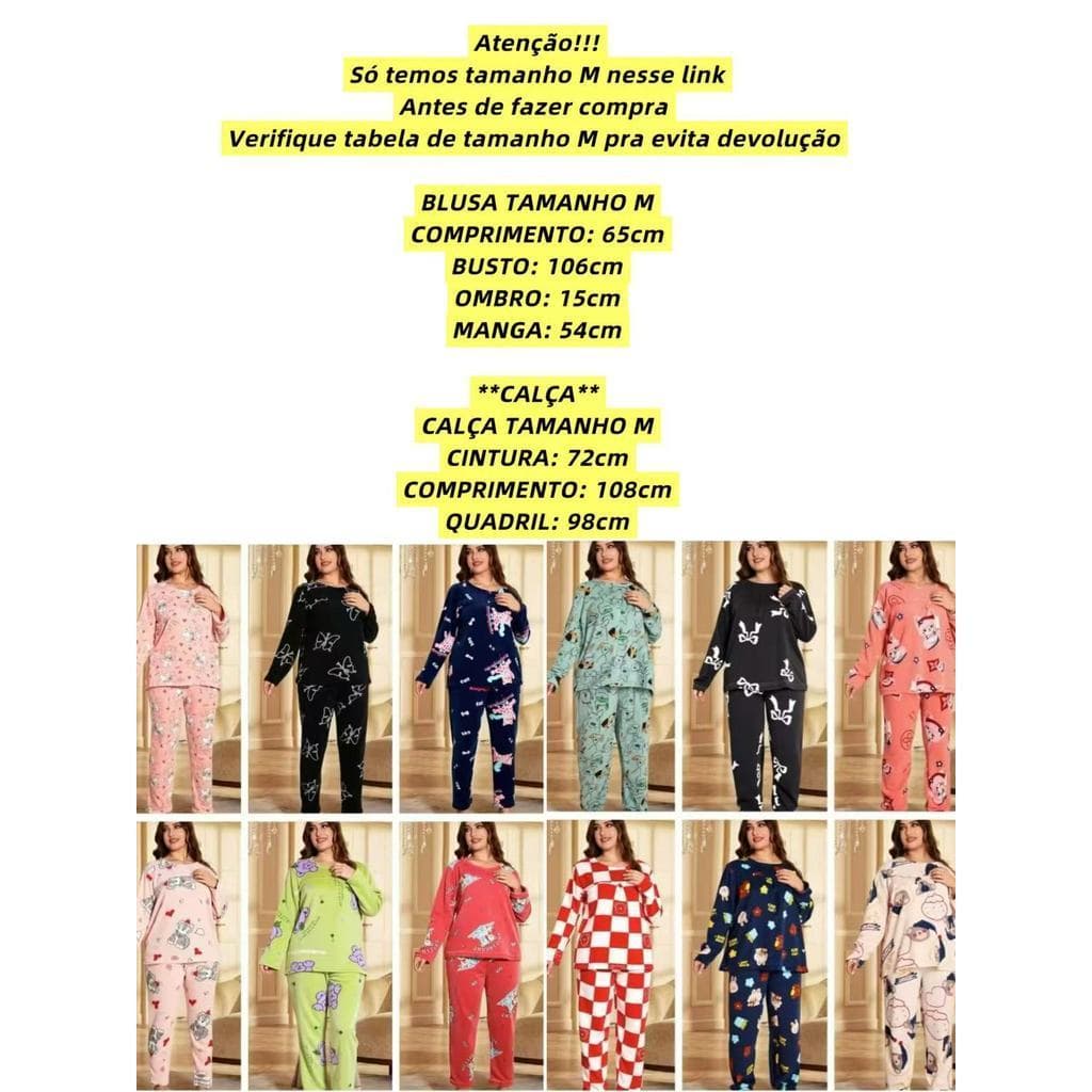 PROMOCAO Conjunto Pijama Feminino Fleece Peludinho Macio Quentinho Soft Inverno 5301 QUEIMA ESTOQUE