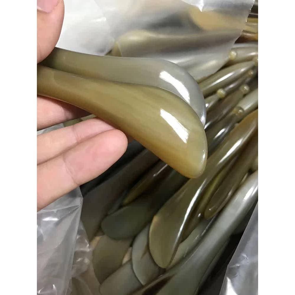 Grosso branco chifre de búfalo facial tendão vara beleza facial caneta olho dedicado raspagem placa massagem acupuntura