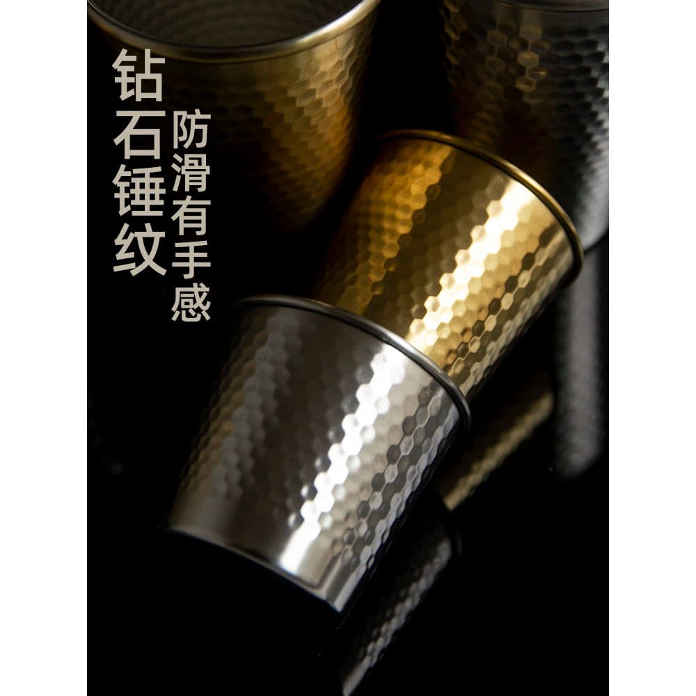 Estilo japonês quatro estações camada única 304 copo de água de aço inoxidável copo de cerveja padrão de martelo de alto