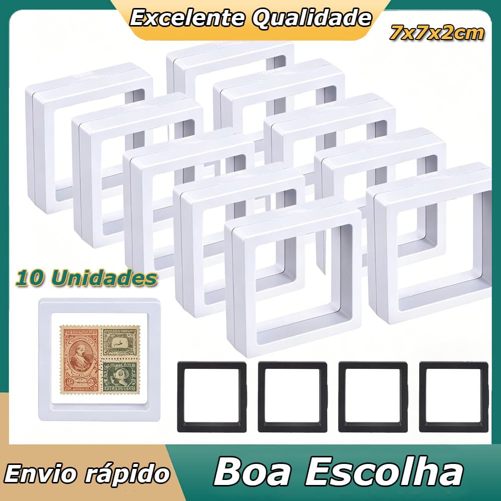 10  Caixas De Exposição De Estrutura Flutuante 3D Suportes Para Exibição De Moedas De Desafio De Joias 7x7x2cm