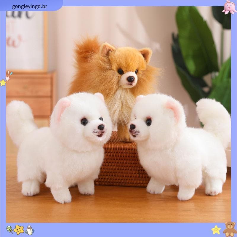 JUNYUE Pomeranian Brinquedo De Pelúcia , Simulação De Animais Em Pé , Cachorro Da Pomerânia , Boneca Fofa