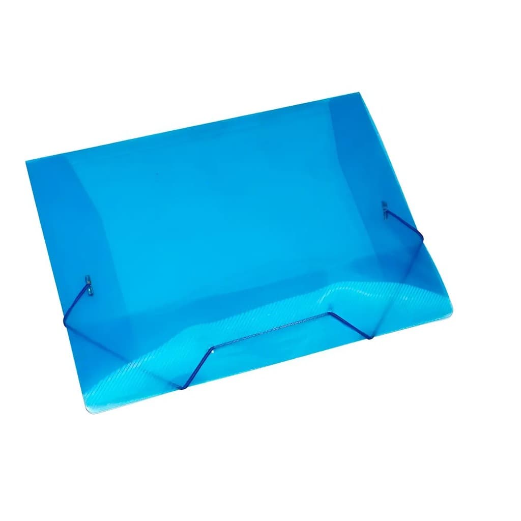 Kit 10 Pastas Aba Elásticas Plástica Ofício Fina Azul Acp
