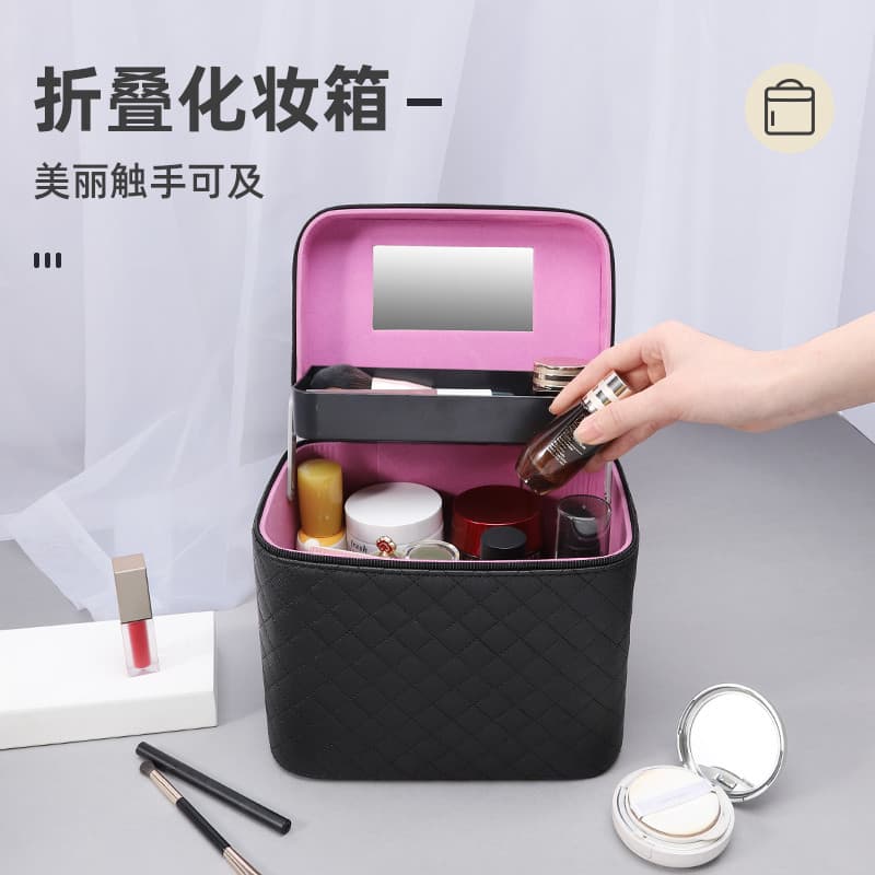 Caixa de armazenamento de cosméticos Anti-poeira portátil armazenamento doméstico Desktop viagem grande capacidade com e