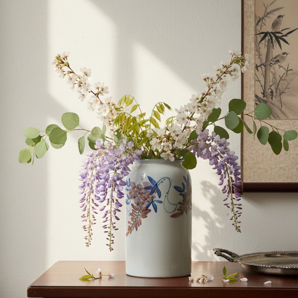 Jingdezhen vaso de cerâmica pintado à mão, simples, moderno, flores secas, hidroponia, mesa de jantar, flores, decoraçõe