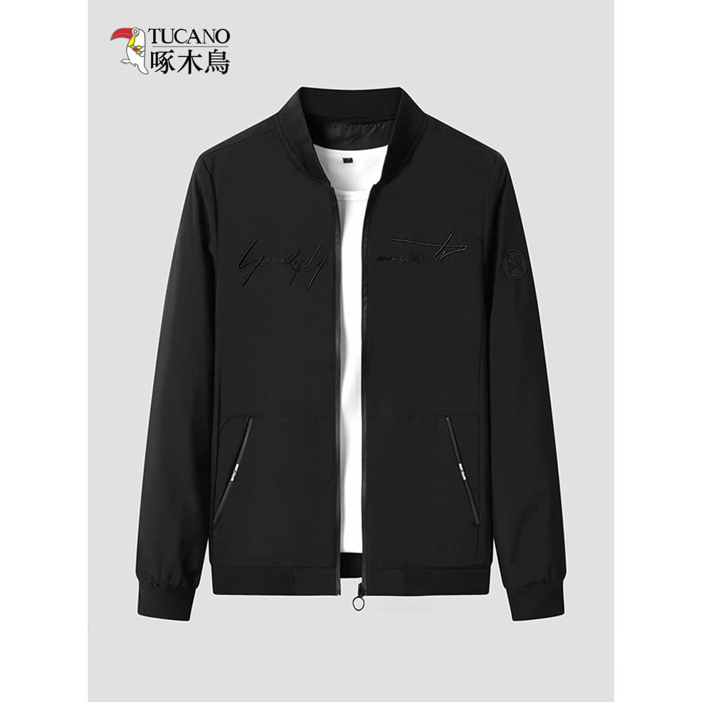 Woodpecker jaqueta masculina primavera outono versão coreana na moda uniforme de beisebol inverno forro de lã bordado Ca