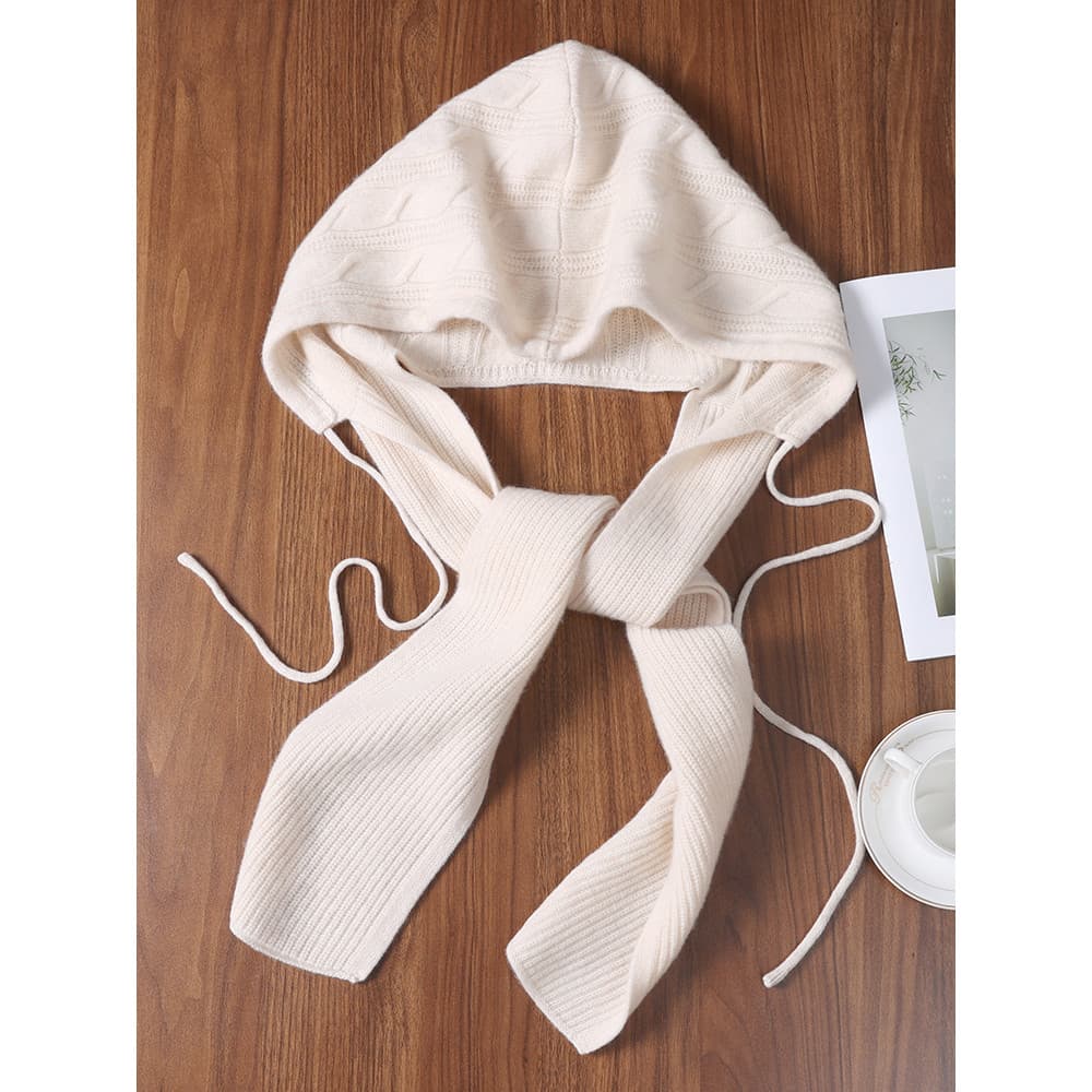 100% chapéu de lã pura cachecol feminino outono inverno novo estilo quente All-Match cachecol de lã de malha protetor de