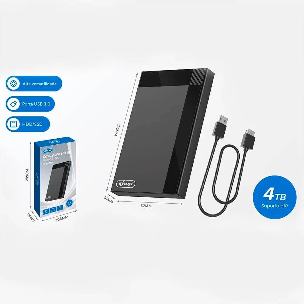 Case para HD 2,5 Pol RGB HD859 USB 3.0 Gaveta Externa para SSD e HD SATA com luz RGB
