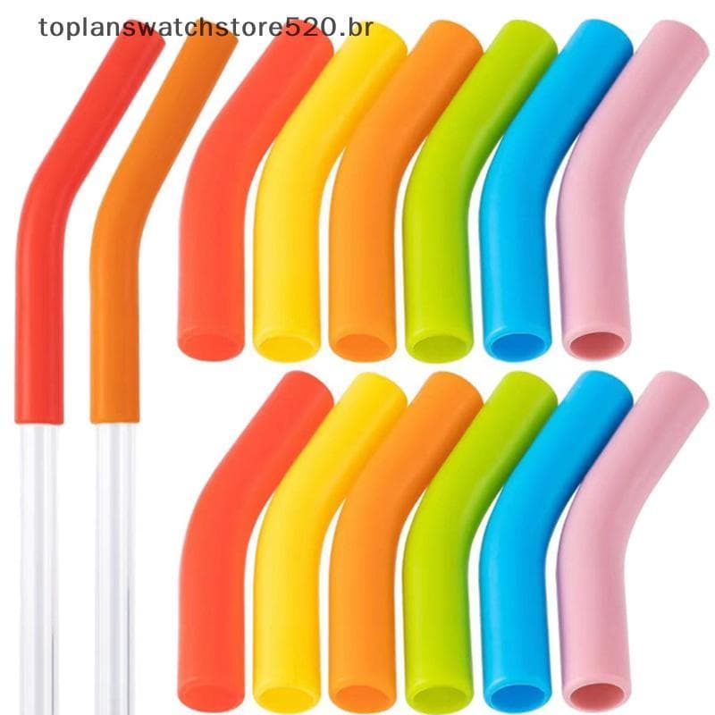 TOPLA 6 Unidades De Capas De Palha De Silicone Macio Adequadas Para Bicos Aço Inoxidável De 9 Mm