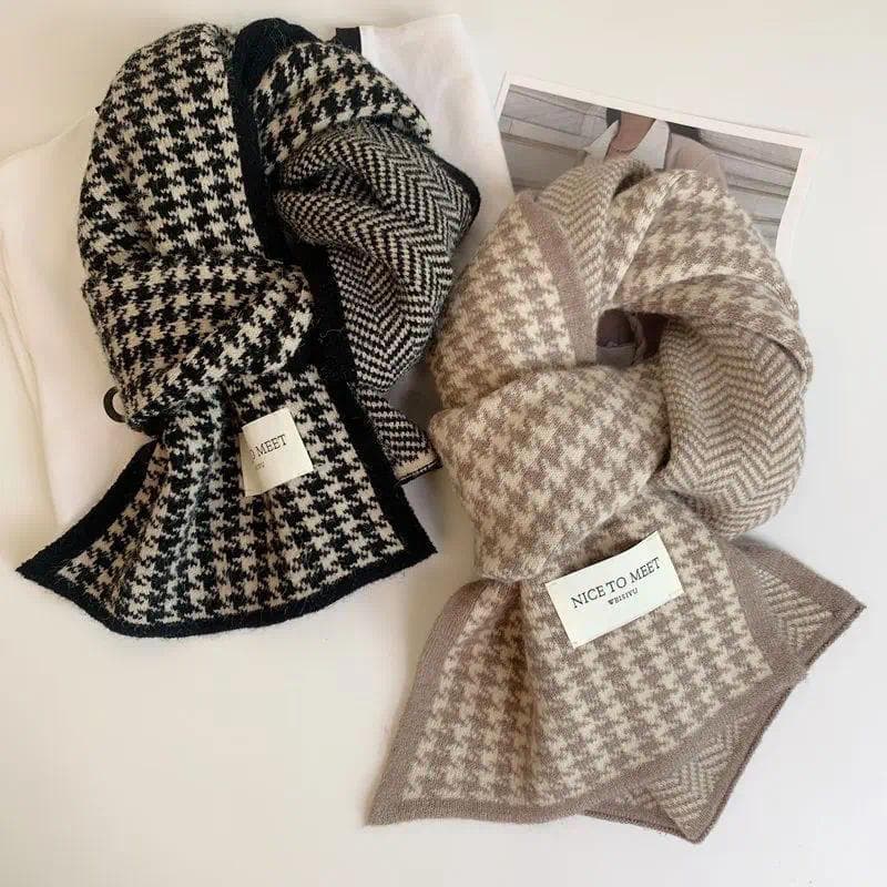 Cachecol Feminino Inverno Nova Atmosfera Senso De Dupla Face Estudantes Bonito Quente Engrossado Tricô Sênior