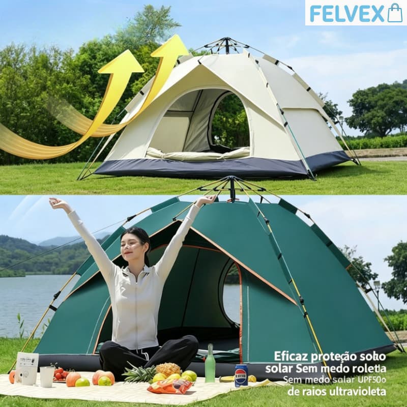 [FEL] Barraca de Acampamento Automática 4-5 Pessoas - Impermeável, Ideal para Camping e Aventura
