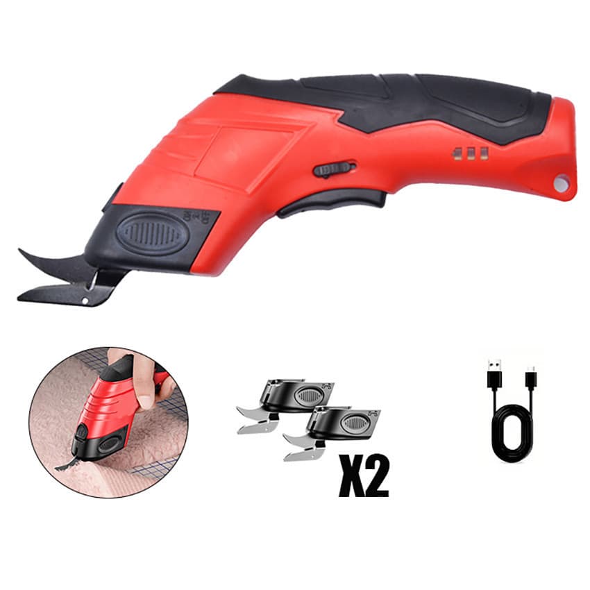 MODIVA Tesoura Elétrica Recarregável USB Bivolt – Corte Tecido, Couro, Plástico – Lâmina Tungstênio +2 Brinde