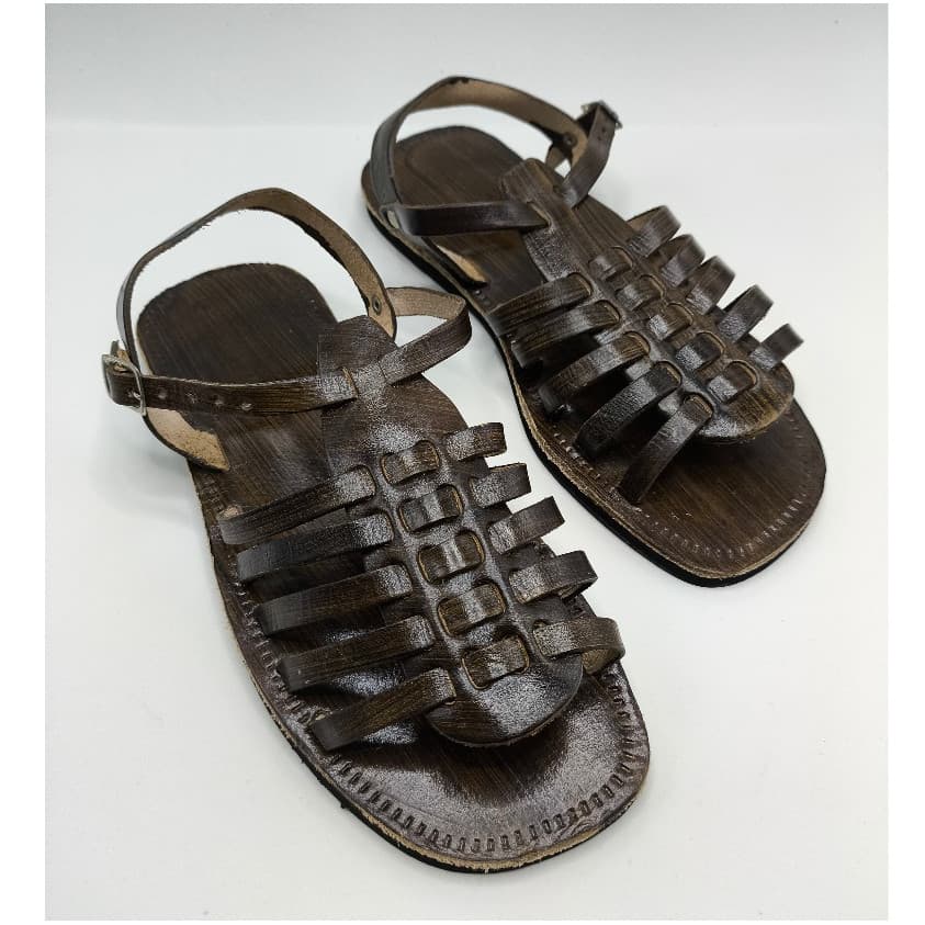 Sandalia de Couro Lisa Tradicional Promoção Marron Unisex