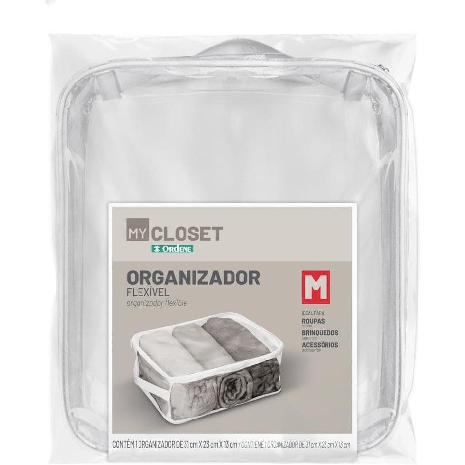 Organizador para guarda roupa Flexivel transparente Ordene Medio
