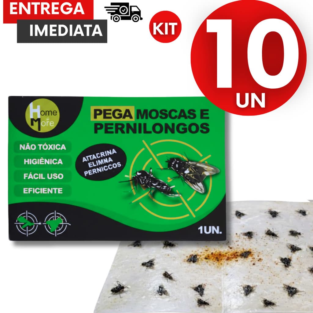 Kit Adesivo Captura Insetos Voadores Moscas Pernilongos Multiuso Interno e Externo Fácil Utilização