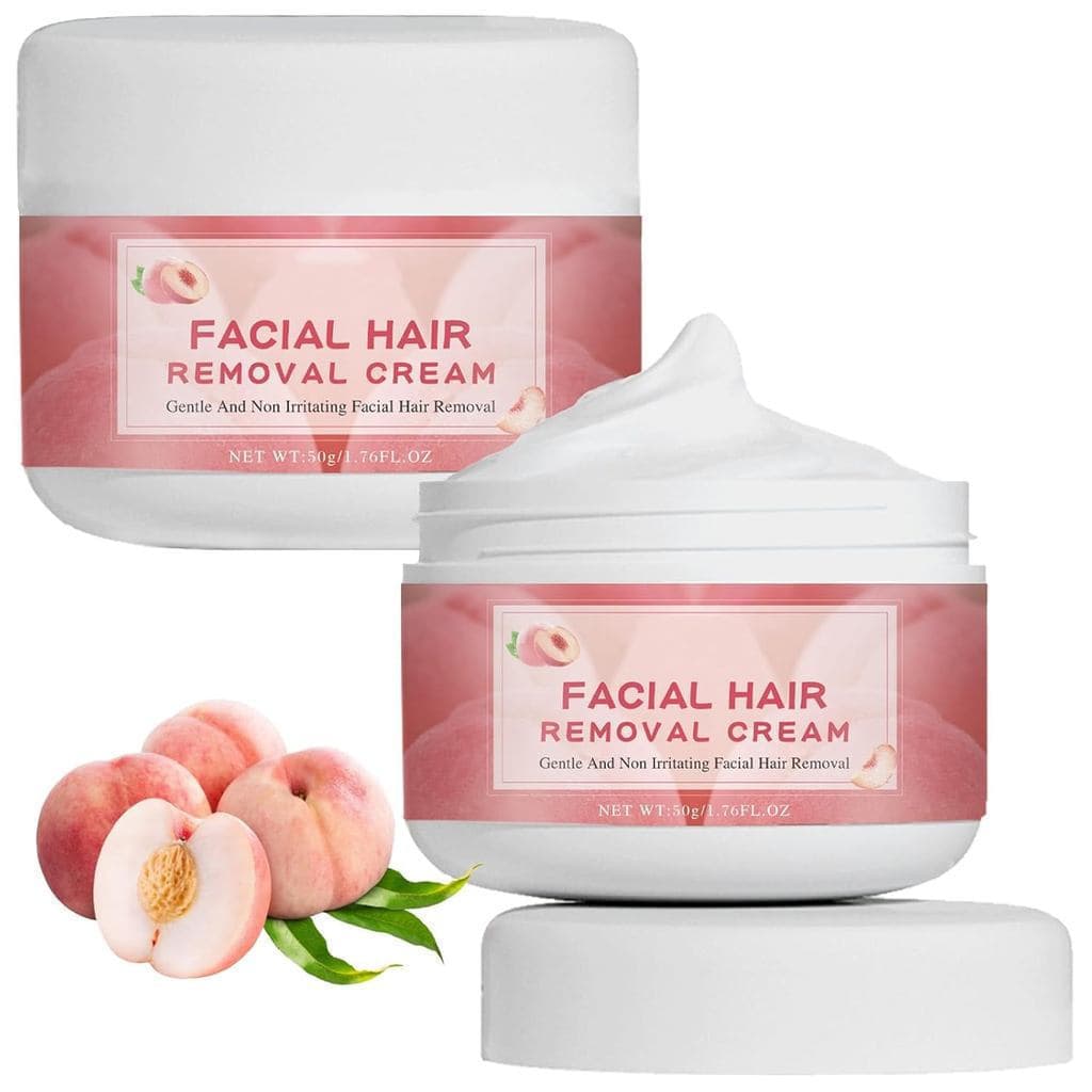 2PCS Creme Depilatório Facial, Creme Removedor de Pelos Faciais de Pêssego para Mulheres, para Lábio Superior e Queixo,