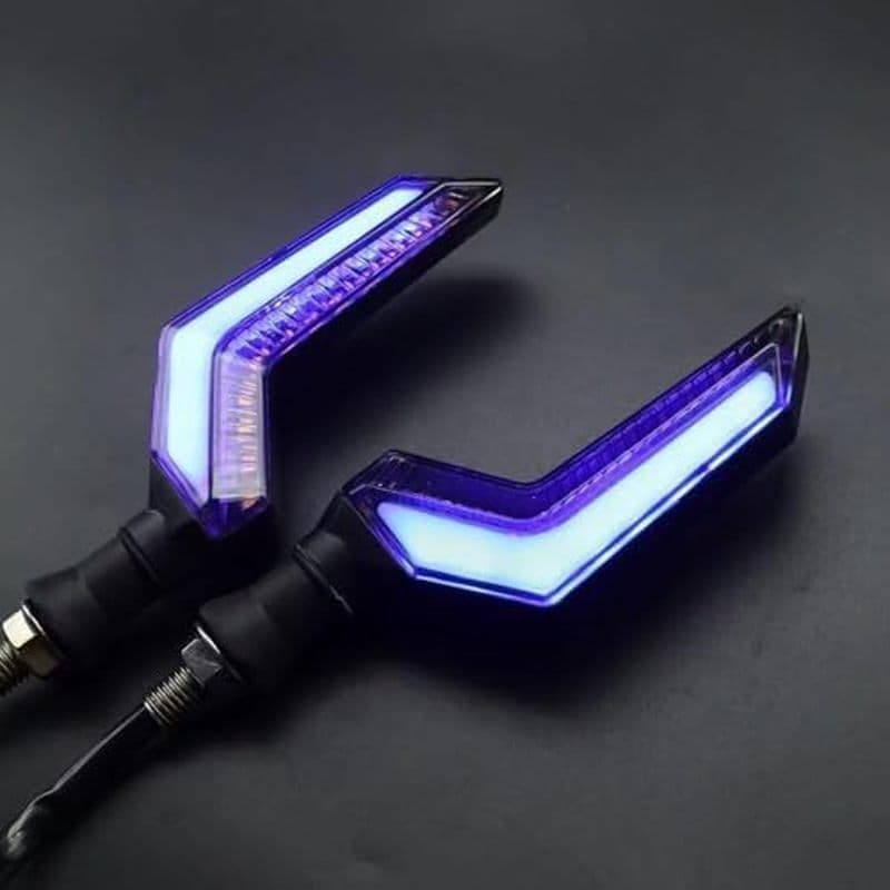 Luzes Indicadoras Dianteiras E Traseiras De Duas Cores Em Forma De Lâmina De Sinalização LED Universal Para Motocicleta