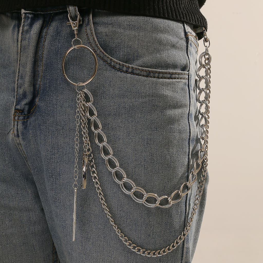 Hip Hop Jeans corrente pena acessórios jk cintura corrente decoração estilo Punk na moda Retro High Street indústria pes