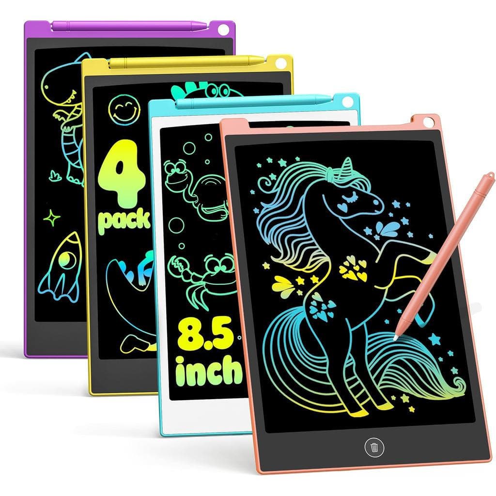 Conjunto de 4 peças de quadros de escrita LCD TECJOE, quadros de desenho coloridos de 8,5 polegadas, brinquedos educativ