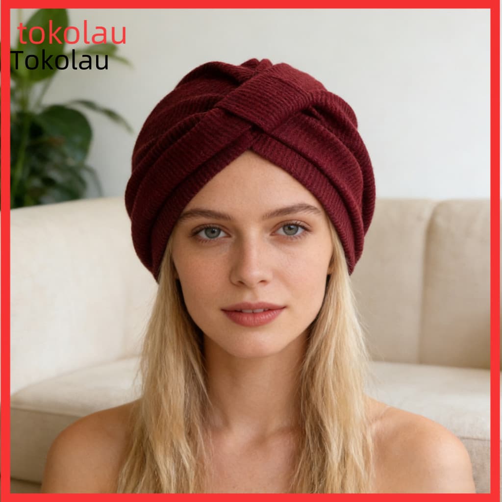 Chapéu Turbante De Cor Sólida Acessório Glamouroso Estilo Étnico Índia Feminino Textura Waffle Engrossado Cabeça Envoltó