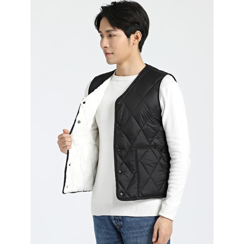 Colete de algodão masculino outono inverno pelúcia engrossado forro quente Casual colete de fundo roupa interior lã de c
