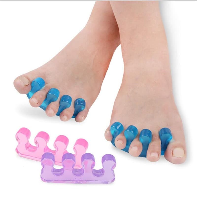 Conjunto de 2 peças de separadores de dedos em silicone macio para manicure e pedicure, almofadas de correção flexíveis,