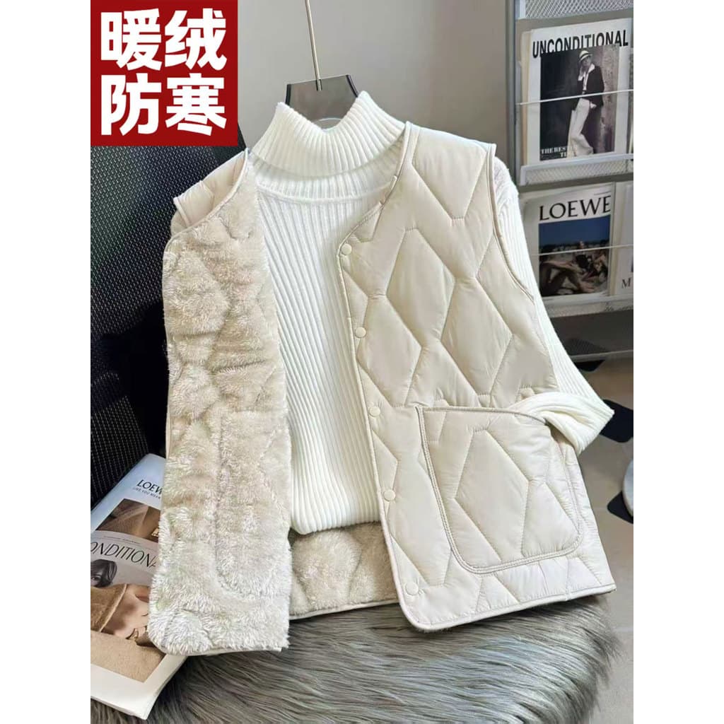 Engrossado quente para baixo colete feminino inverno à prova de frio Close-Fitting interior Wear quente palácio colete c