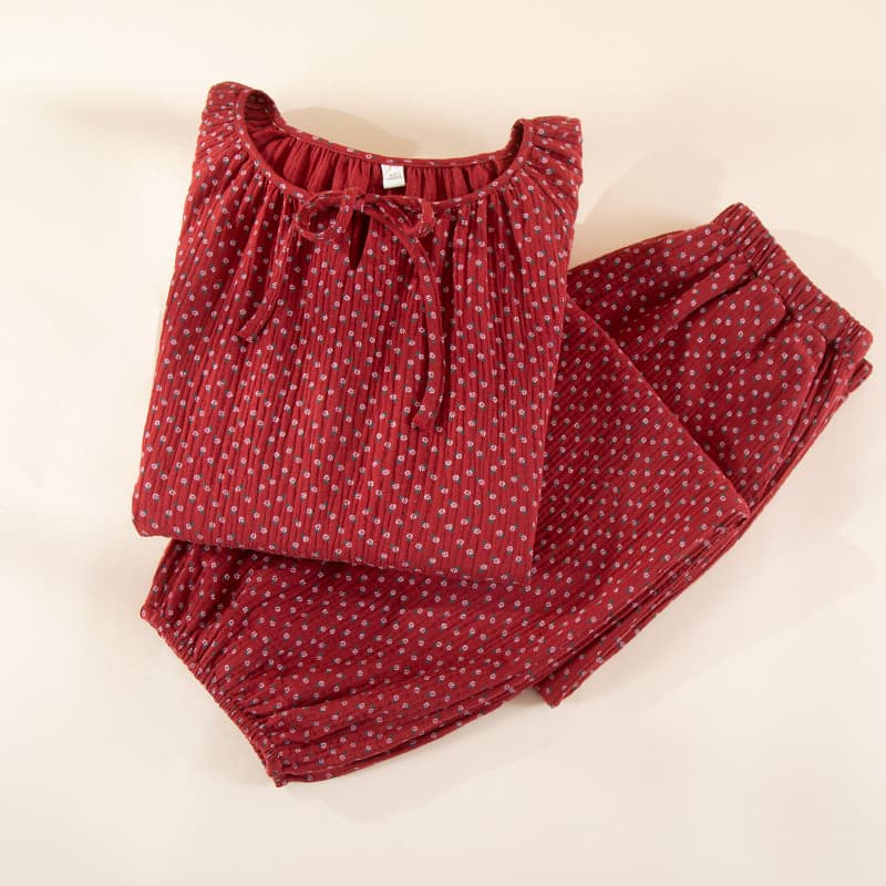 Pijamas de algodão puro feminino 2026 primavera verão novo estilo casa dormitório algodão fio dupla gaze estilo fino ter