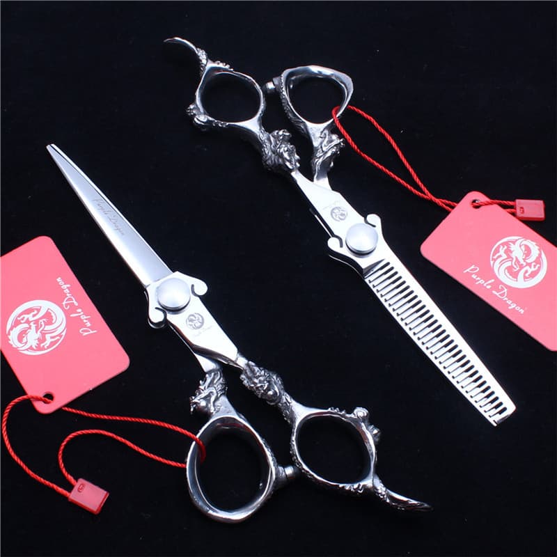 Dragão roxo único dragão lidar com tesoura de corte de cabelo masculino profissional corte plano dentes corte franja des