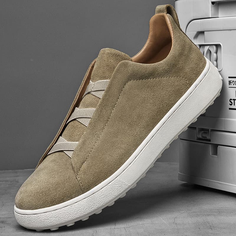 Sapatos masculinos casuais de couro genuíno sola macia sem cadarço sapatos masculinos tamanho 46 tênis de camurça desliz