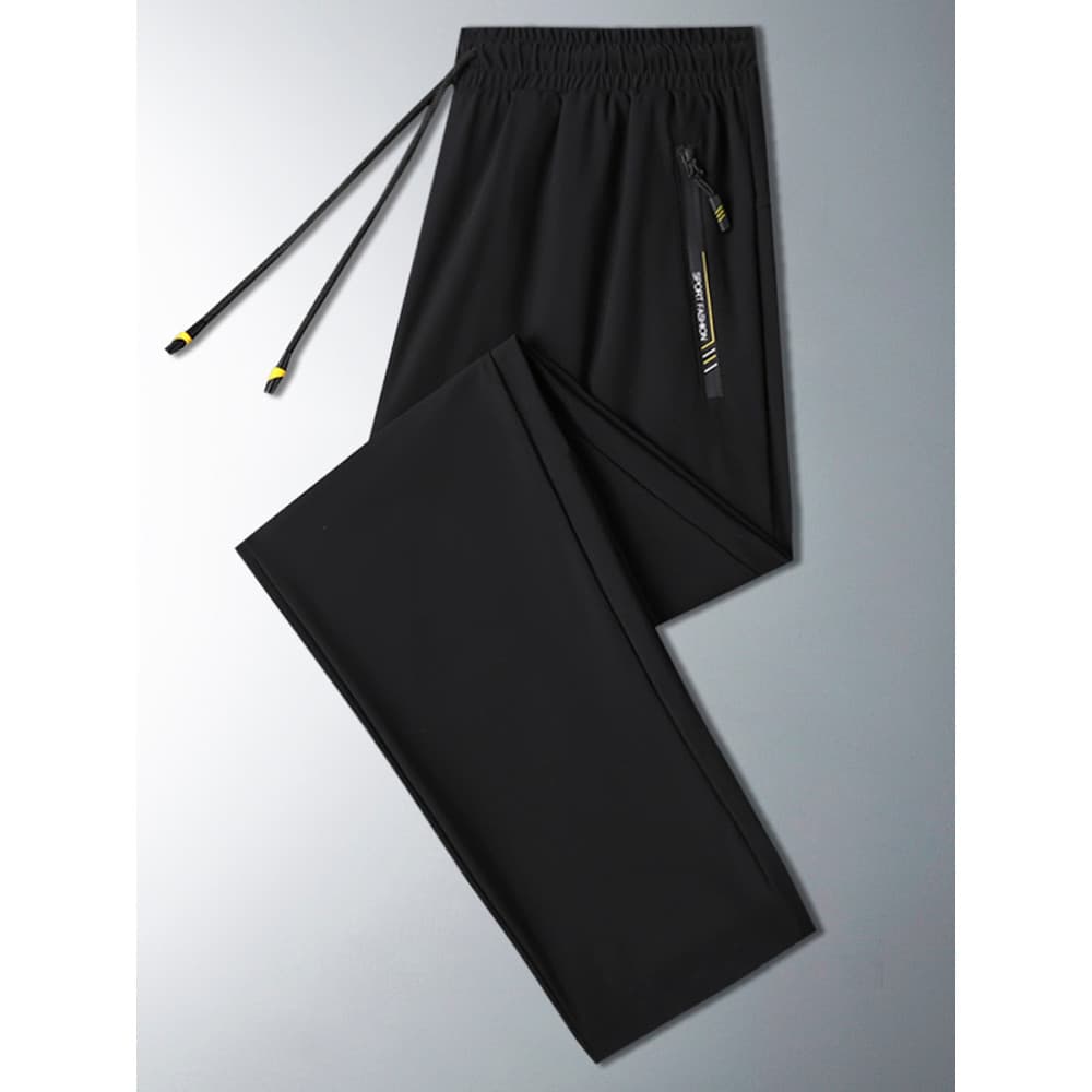 Calças de seda gelo masculinas verão Ultra-fino Drape calças casuais tamanho grande solto de secagem rápida cordão calça