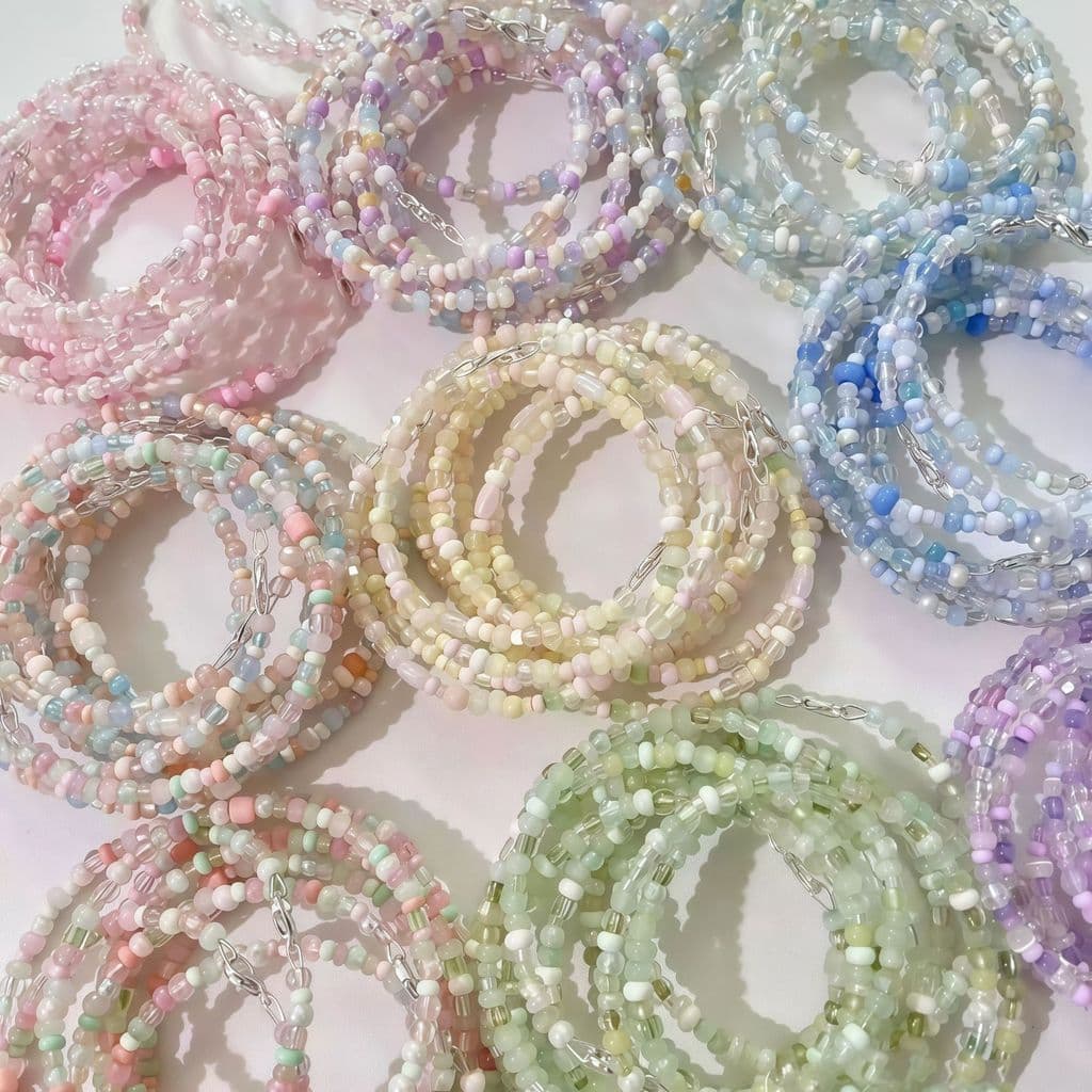 Pulseira de contas de arroz artesanal Original dopamina cor nicho bonito presente simples All-Match pulseira de contas