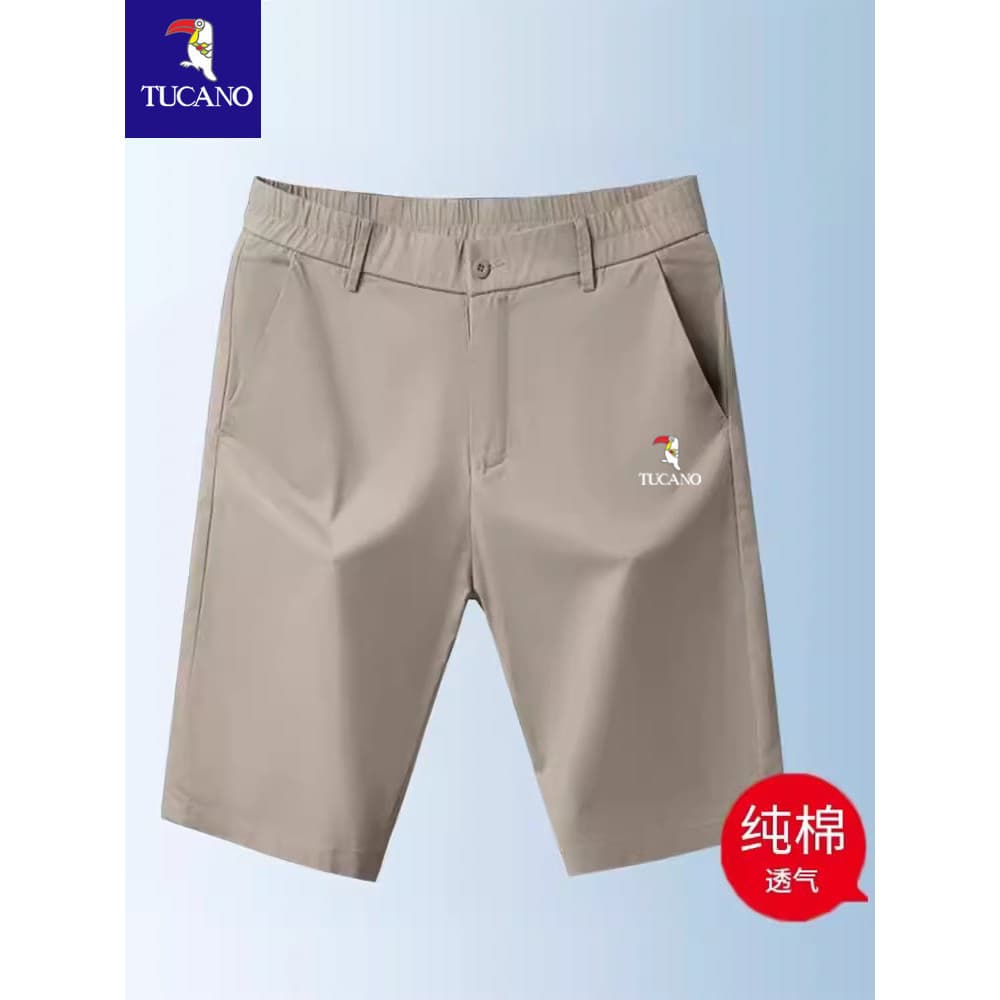 Woodpecker shorts casuais masculinos verão puro algodão calças de cinco pontos estilo fino cor sólida lavado macacão sol