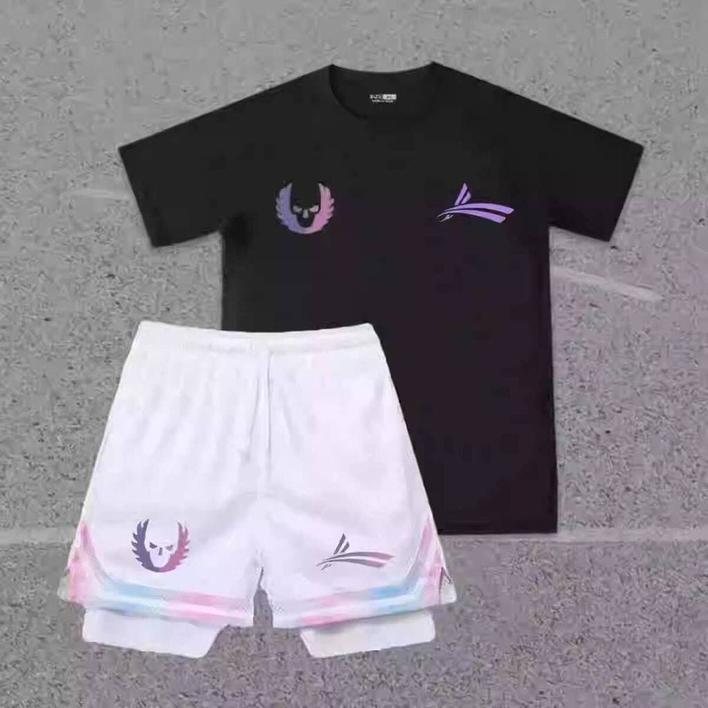 VolanI VolanI Terno esportivo verão de secagem rápida respirável pista campo corrida treinamento Shorts forro de manga c
