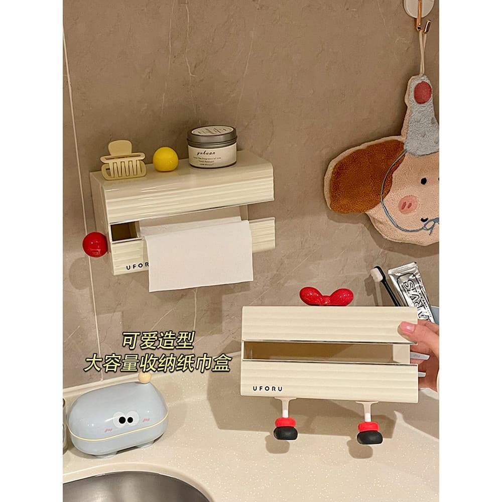Caixa de tecido fofa divertida, cozinha, banheiro, caixa de guardanapo de parede, criativa, caixa de papel de armazename