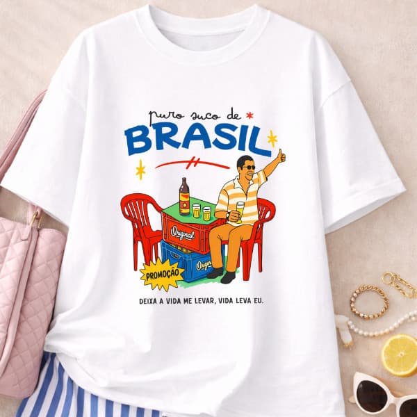 Camiseta 100% Algodão Fio 30.1 Verão DTF Zeca Brasilidades
