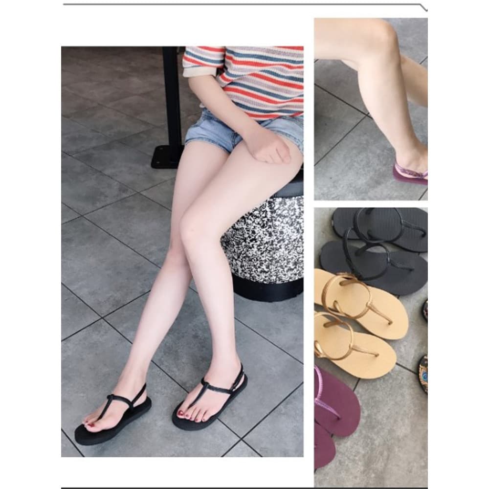 Senhoras de borracha antiderrapante flip-flops verão plana praia flip-flops sandálias moda All-Match confortável San