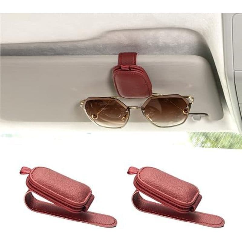 Suporte De Óculos De Sol Yuoyar Para Carro , De Couro Magnético E Clipe Cartão De Bilhete , Acessórios Viseira De , 2 Pa