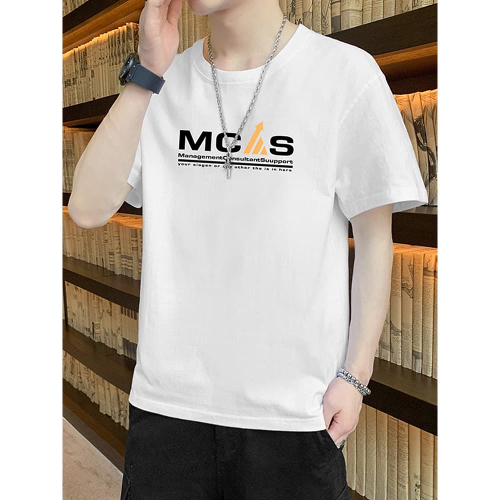 Camiseta masculina de manga curta verão novo estilo Street Wear Casual camisa de fundo na moda em torno do pescoço solto