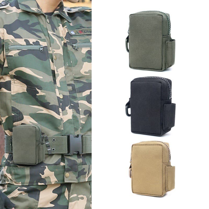Correndo saco multifuncional mudança de viagem tático lado isqueiro masculino molle cigarro escalada ao ar livre preto p