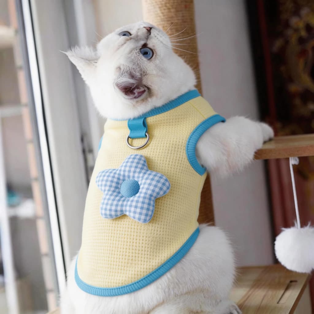 Roupas de gato primavera verão novo estilo respirável filhotes leite gato Muppets bonito tração Anti-fiapos colete para