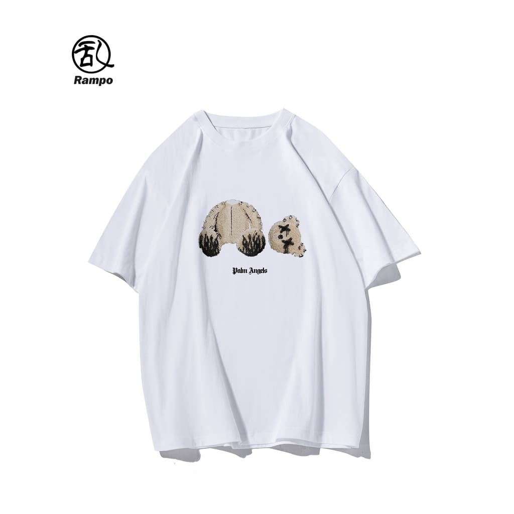 American street Wear rua pesado algodão boneca urso impressão manga curta das mulheres dos homens verão nacional na moda