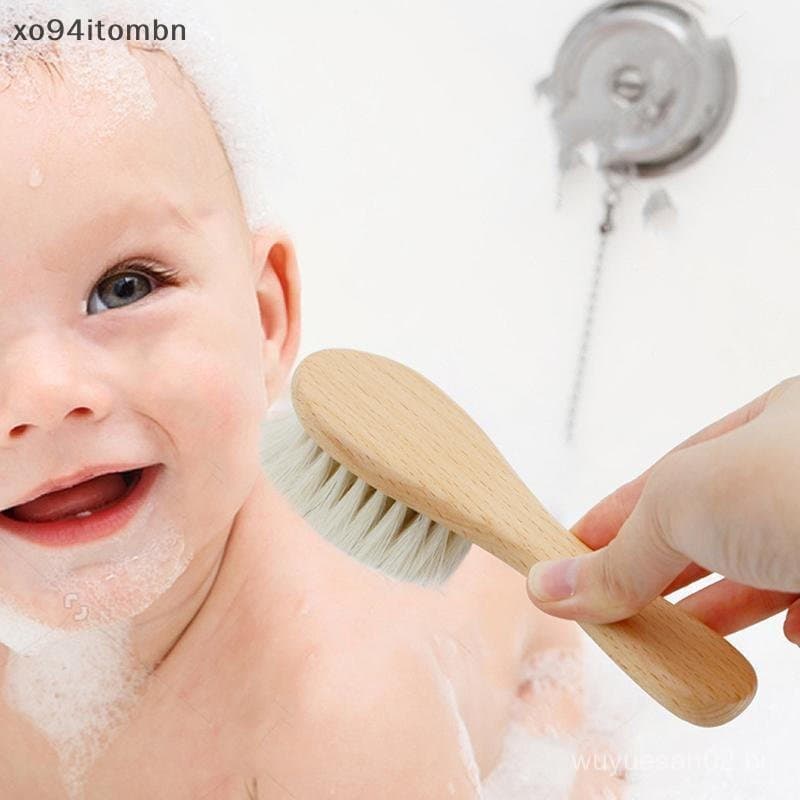 itens Cuidados Com O Bebê Puro Lã Natural Escova De Madeira Do Pente Cabelo Recém-Nascido Infantil Cabeça Massageador it