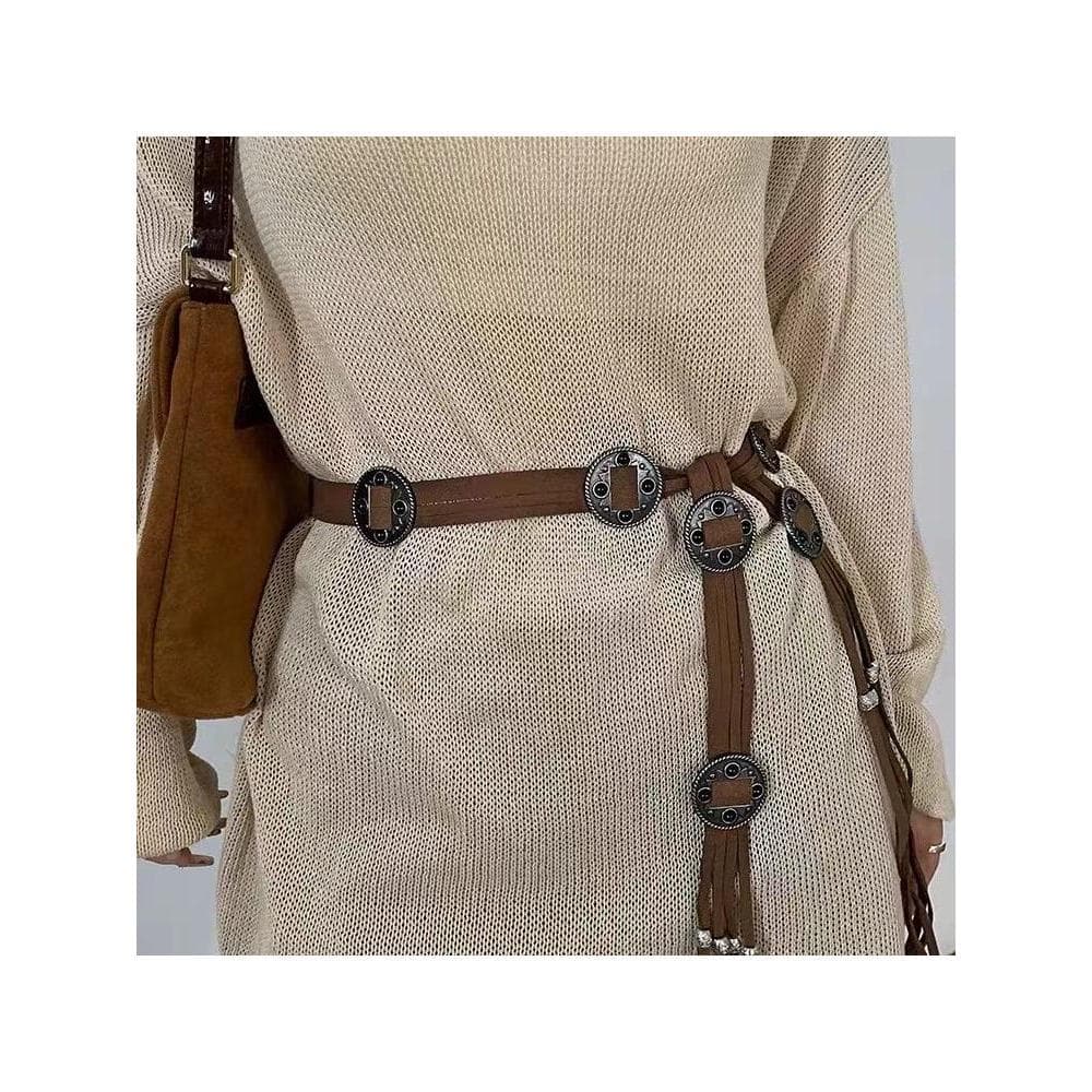 Boêmio estilo étnico corrente de cintura feminina 2023 novo estilo Wasteland estilo cinto de moeda de cobre com vestido
