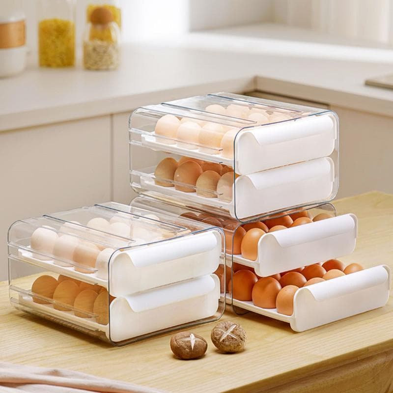 2026 novo estilo caixa de armazenamento ovo para geladeira tipo gaveta grau alimentício ovo Rack suporte dedicado organi