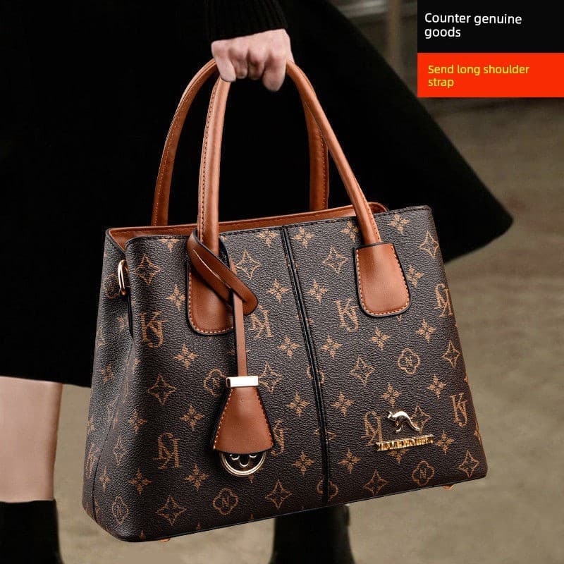 Bolsa feminina de couro genuíno de meia-idade bolsas casuais
